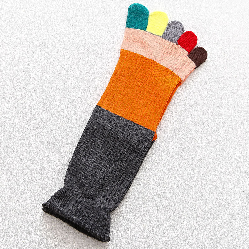 Japanese Female Toe Socks Cotton Tube Socks Autumn And Winter Spell Color Refers To The Color Piles Of Socks Toe Socks